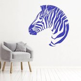 Muursticker Zebra -  Donkerblauw -  120 x 120 cm  -  slaapkamer  alle  woonkamer  dieren - Muursticker4Sale