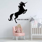 Muursticker Unicorn - Geel - 120 x 120 cm - baby en kinderkamer - muursticker dieren slaapkamer alle muurstickers baby en kinderkamer