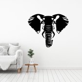 Muursticker Olifant - Zwart - 60 x 50 cm -  slaapkamer woonkamer dieren