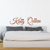 Muursticker Her King - His Queen -  Bruin -  80 x 21 cm  -  alle muurstickers  slaapkamer  engelse teksten - Muursticker4Sale