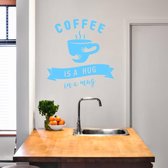 Muursticker Coffee Is A Hug In A Mug - Lichtblauw - 58 x 60 cm - keuken engelse teksten