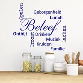 Muursticker Beleef Woorden -  Donkerblauw -  140 x 117 cm  -  keuken  nederlandse teksten  alle - Muursticker4Sale