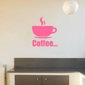 Muursticker Coffee -  Roze -  80 x 95 cm  -  keuken  engelse teksten  bedrijven  alle - Muursticker4Sale