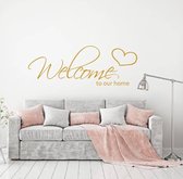 Muursticker Welcome To Our Home -  Goud -  120 x 44 cm  -  woonkamer  engelse teksten  alle - Muursticker4Sale