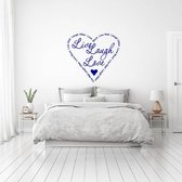 Muursticker Live Laugh Love In Hartje - Donkerblauw - 40 x 44 cm - woonkamer slaapkamer engelse teksten