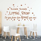 Twinkle Twinkle Little Star -  Bruin -  80 x 43 cm  -  baby en kinderkamer  engelse teksten  alle - Muursticker4Sale