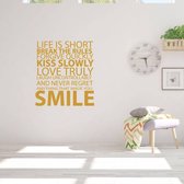 Muursticker Life Is Short -  Goud -  120 x 138 cm  -  woonkamer  slaapkamer  engelse teksten  alle - Muursticker4Sale