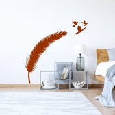 Muursticker Veer Met Vogels - Bruin - 80 x 80 cm - woonkamer slaapkamer baby en kinderkamer alle