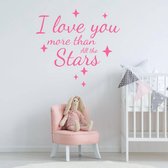 Muursticker I Love You More Than All The Stars -  Roze -  40 x 42 cm  -  engelse teksten  baby en kinderkamer  alle - Muursticker4Sale