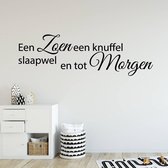 Muursticker Een Zoen Een Knuffel Slaapwel En Tot Morgen - Groen - 120 x 36 cm - baby en kinderkamer nederlandse teksten