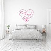 Muursticker Live Laugh Love In Hartje -  Roze -  120 x 133 cm  -  woonkamer  slaapkamer  engelse teksten  alle - Muursticker4Sale
