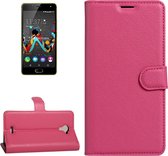 Voor Wiko U Feel Fab Litchi Texture Horizontal Flip PU lederen tas met houder & kaartsleuven & portemonnee (magenta)