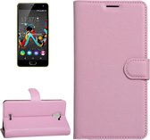 Voor Wiko U Feel Fab Litchi Texture Horizontal Flip PU lederen tas met houder & kaartsleuven & portemonnee (roze)