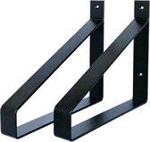 Industriële Plankdragers XL - Staal - Mat Zwart - 4 cm x 30 cm x 25 cm