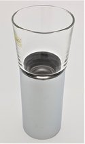 Fidrio tafel - windlicht - waxinelichthouder - glas / zilver - glanzend RVS