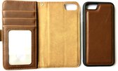 Apple iPhone 7 / 8 boek hoesje met rits en afneembare siliconen binnenkant. Bruin leather look / 2 in 1 hoesje