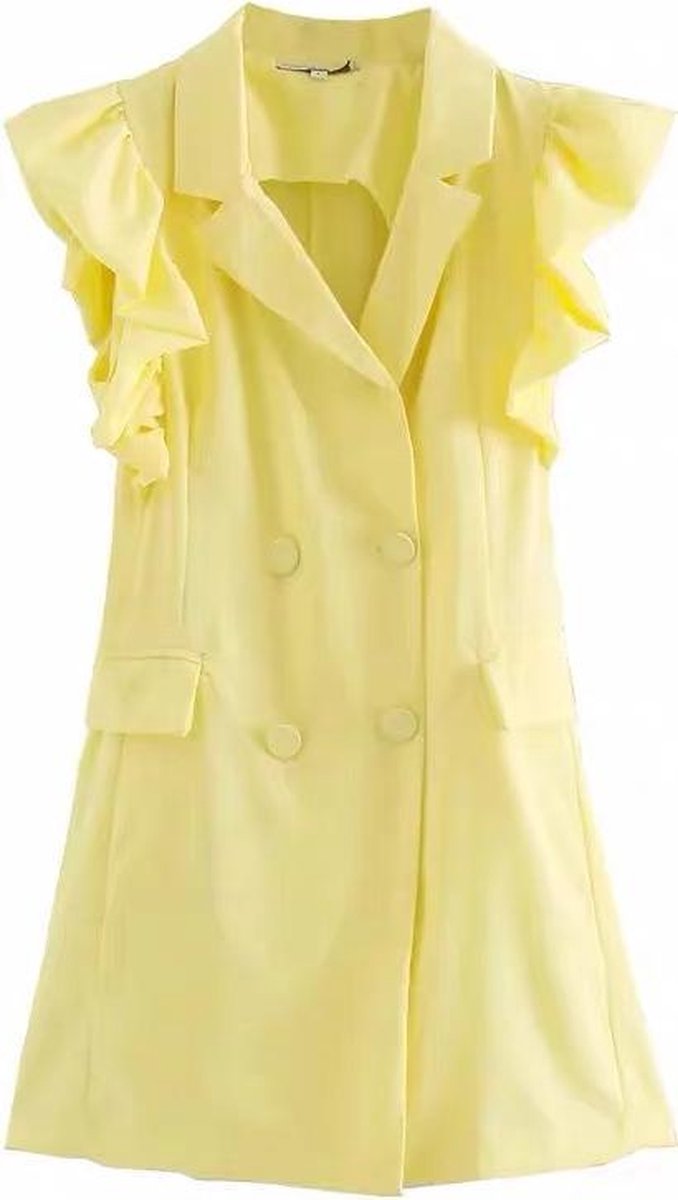 Blazer jurk mouwloos geel | bol