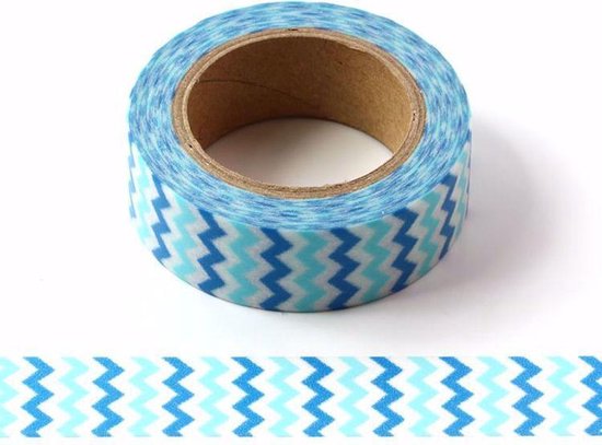 toonhoogte Het is goedkoop Sicilië Washi tape - blauw zigzagpatroon | 15mm x 10m | bol.com