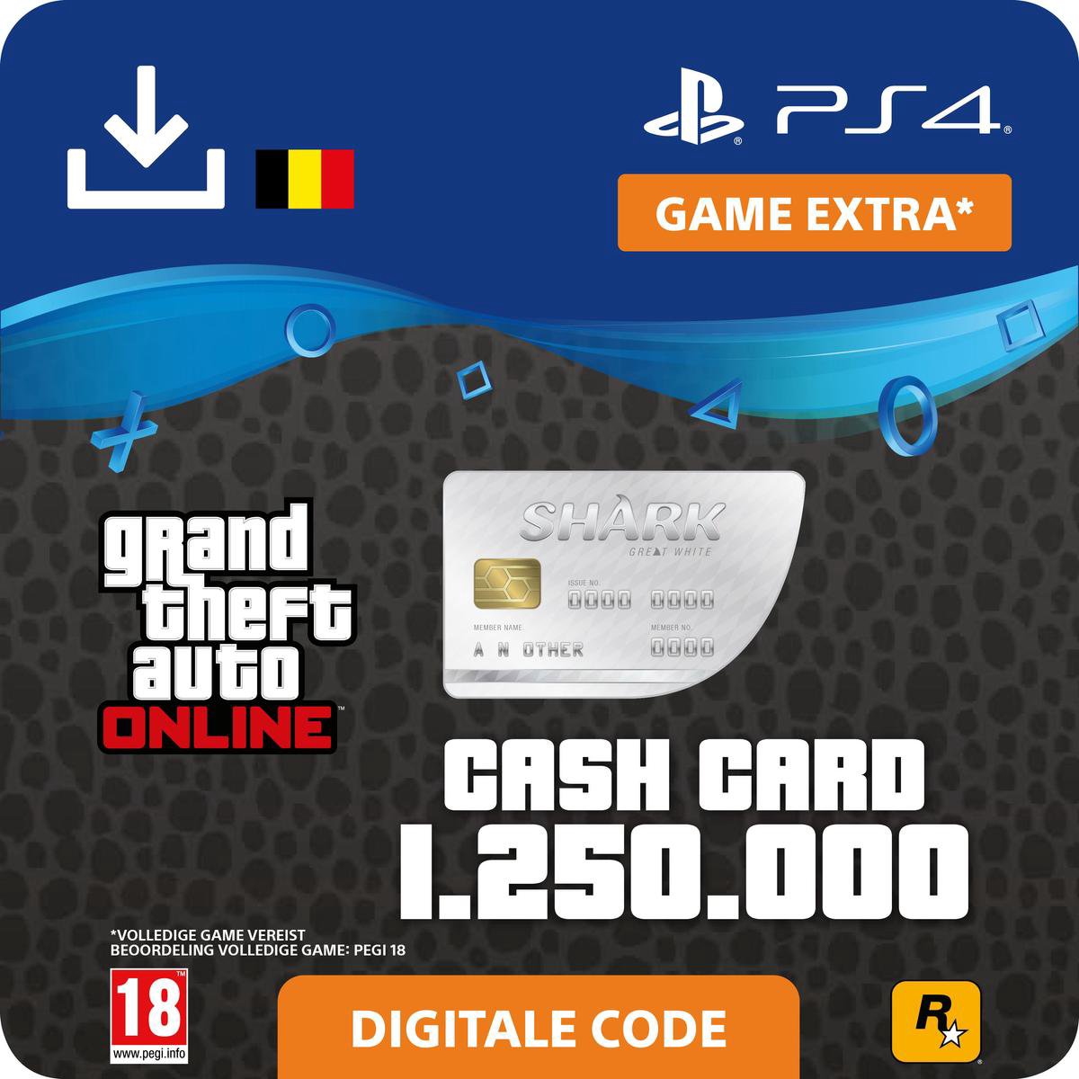 GTA V - digitale valuta - 1.250.000 GTA dollars Great White Shark - NL - PS4 download - Sony digitaal
