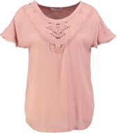 Only soepel roze t-shirt materiaalmix - Maat 36