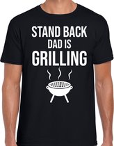 Stand back dad is grilling barbecue / bbq t-shirt zwart voor heren L