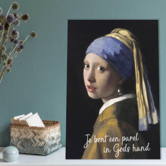 Metalen Wandbord A3 'Je bent een parel - Vermeer' - christelijk - cadeau - bord