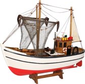 Decoratie houten model kotter/zeilboot 1 mast 39 cm - Schaalmodel zeilschepen/boten - Maritieme woondecoraties