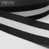 5 meter Gestreepte Tassenband 40mm Zwart / Wit
