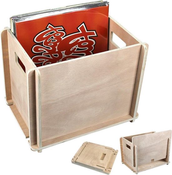 Boîte de rangement vinyle LP caisse universelle bois brun