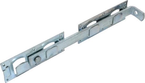 Verzinkte overslaggrendel van 430 mm voor tuinhek, met scharnierende delen.