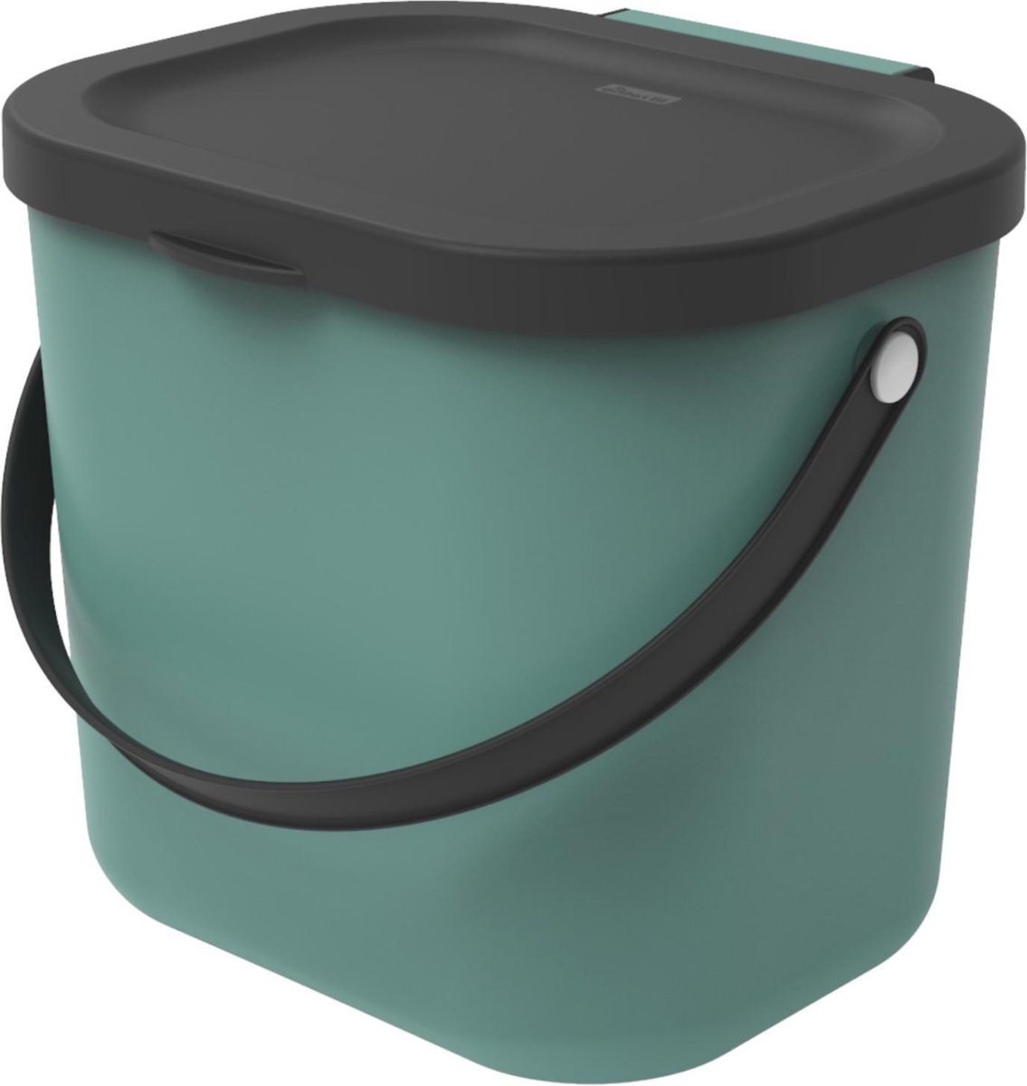 Rotho Albula Bioafvalbak 6l met deksel en handvat voor de keuken, Kunststof (PP) BPA-vrij, donkergroen/antraciet, 6l (23.5 x 20.0 x 20.8 cm)