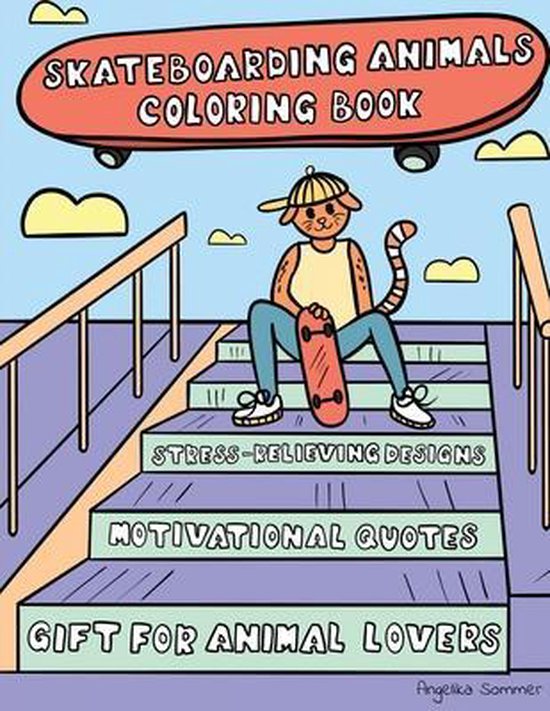 Skateboarding Animals Coloring Book - cover