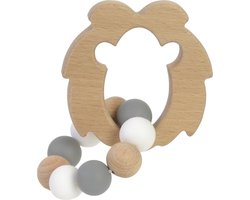 BAMBAM Eco-vriendelijk houten Bijtring Leeuw - Grijs - Baby cadeau