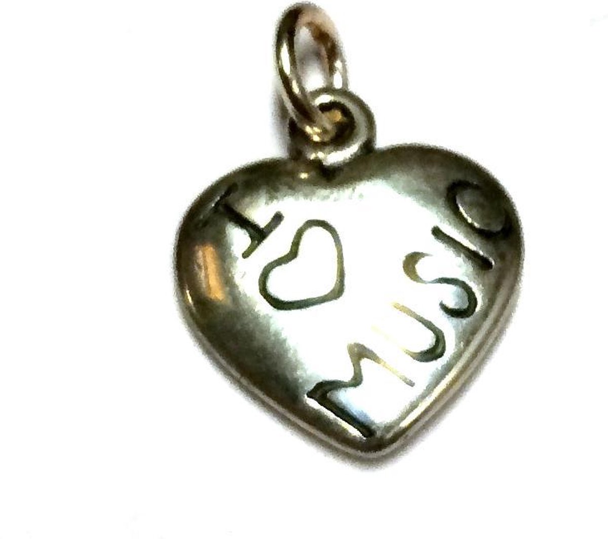 Zilveren hanger hart 'I Love Music'