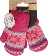 Gants d'hiver tricotés rose fuchsia nordique pour les tout-petits - Gants enfants roses