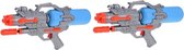 2x Waterpistolen/waterpistool oranje/blauw van 46 cm met pomp kinderspeelgoed - waterspeelgoed van kunststof - waterpistolen met pomp