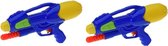 2x Waterpistolen/waterpistool blauw van 30 cm met pomp kinderspeelgoed - waterspeelgoed van kunststof - waterpistolen met pomp