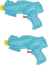 10x Mini waterpistolen/waterpistool blauw van 15 cm kinderspeelgoed - waterspeelgoed van kunststof - kleine waterpistolen
