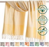 ANATURES Hamamdoek TRAVELER 95 x 175 cm - Soft Cotton Strandlaken XXL – Fairtrade Sauna Badlaken - 100% Biologische Katoen - Kleur GEEL