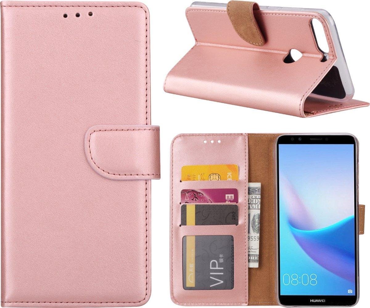 Bookcase Geschikt voor: Huawei Y7 2018 - Rose Goud - portemonnee hoesje