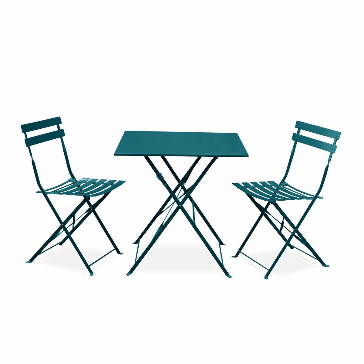 Bol.com sweeek - Bistrotuinset vierkante metalen tafel met twee stoelen inklapbaar - emilia aanbieding