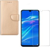 Huawei Y5 (2019) Portemonnee hoesje Goud met 2 stuks Glas Screen protector