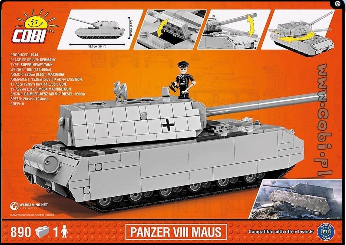 Test Char COBI 3024 PANZER MÄUS VIII, Compatible LEGO et autres