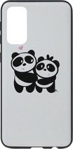 ADEL Siliconen Back Cover Softcase Hoesje Geschikt voor Samsung Galaxy S20 Plus - Panda Familie