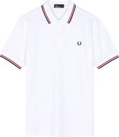 Fred Perry - Twin Tipped Shirt - Heren Polo - XXL - Wit/Blauw/Rood