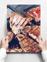Wandbord: Gegrild vlees op de barbeque - 30 x 42 cm