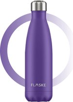 FLASKE Drinkfles Lavender - RVS Drinkfles van 500ml - Geschikt als waterfles, thermosfles en thermoskan