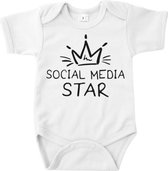 Baby romper van 100% katoen - Maat 62 - Wit - Social Media Star