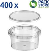 Plastic bakjes rond ø95mm 225 ml. Transparant met deksel. 400 stuks