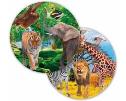 16x stuks Safari/jungle thema kinderfeest bordjes 23 cm - Dieren feestartikelen